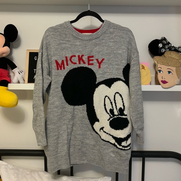 Disney Vintage Mickey Knit Crewneck Sweater - Picture 1 of 6